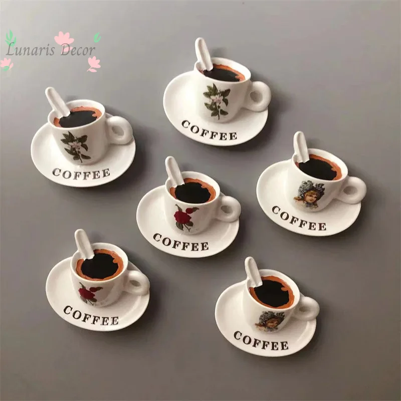 

10PCSAmerican coffee girl rose coffee cup entry door refrigerator sticker home decoration magnet