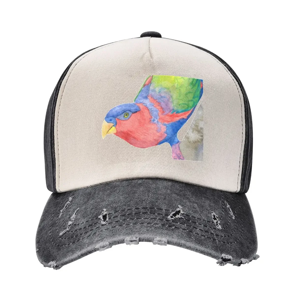 black-capped lory (Lorius lory) watercolor portrait Baseball Cap Luxury Cap Christmas Hat For Women Men's