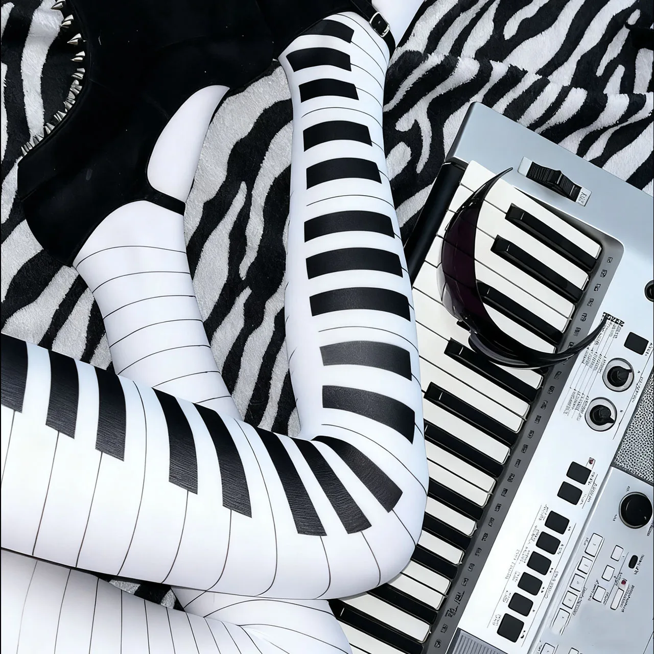 2000s Emo girl Y2K style white graffiti letter print slim fit long socks Harajuku thigh high socks cosplay cute socks Kawaii