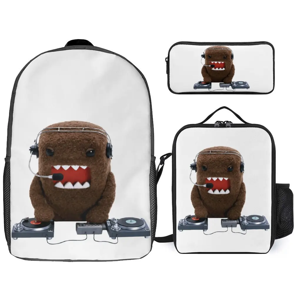 

DJ Domo-Kun For Sale 3 in 1 Set 17 Inch Backpack Lunch Bag Pen Bag Summer Camps Graphic Lasting Toothpaste Cosy