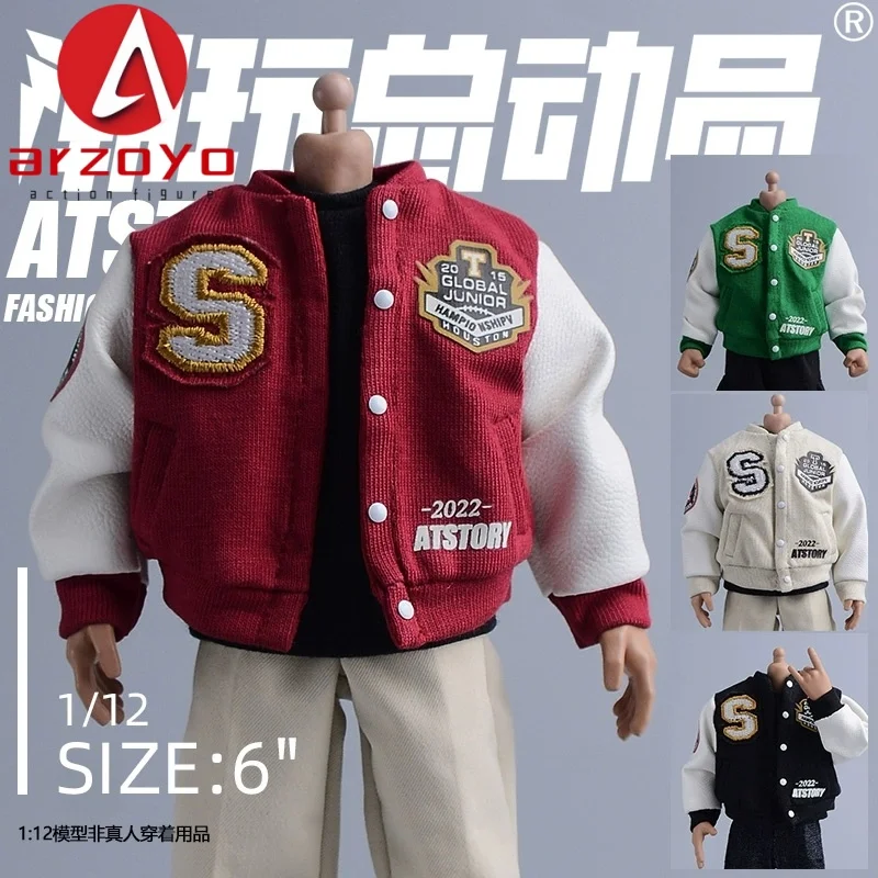 

ATStory масштаб 1/12, модная бейсбольная форма, куртка, кардиган, модель одежды, подходит для 6 дюймов, фигурка солдата, тело куклы
