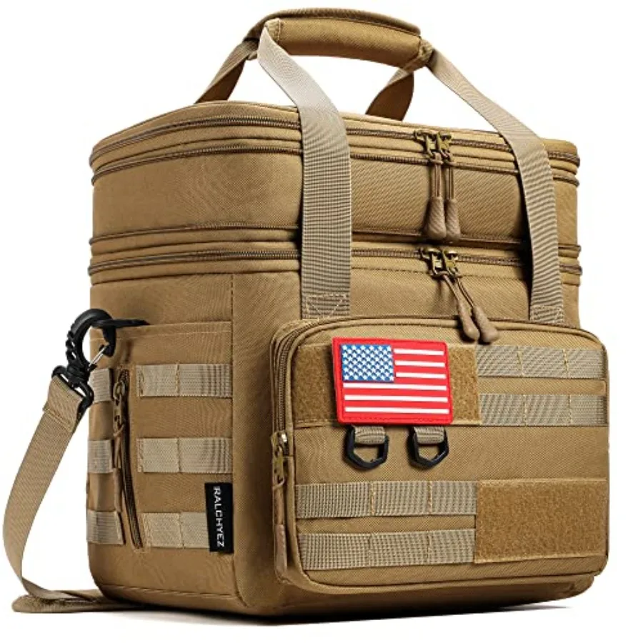 

Tactical Lunch Bag Large Heavy Duty Double Deck Insulated Lunch Box Leakproof Expandable Tote Cooler with Shoulder Strap for Ad
