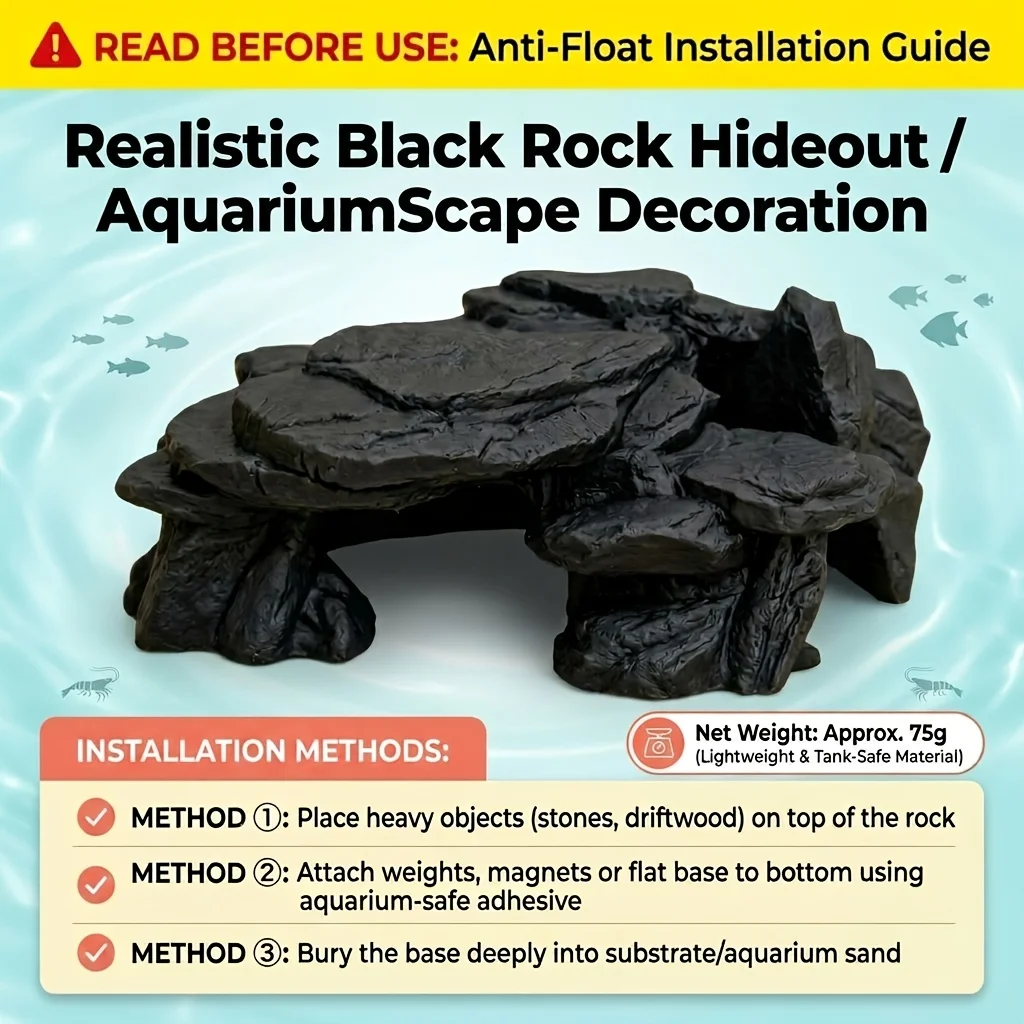 PLA Cave Aquarium Hidden Fish Tank Decoration with Sinking Pool Platform Turtle Shrimp Fish Hidden Rest Evacuation House view 3