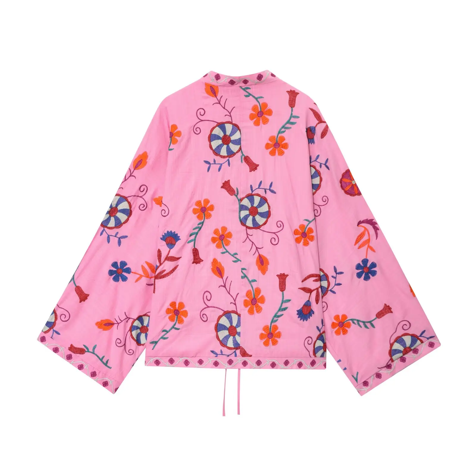 ファッショナブルなレイジースタイル 刺繍入り 多用途 着痩せカフタン ロングシャツ スイートスタイル ルーズフィット カジュアル ポリエステル繊維 長袖