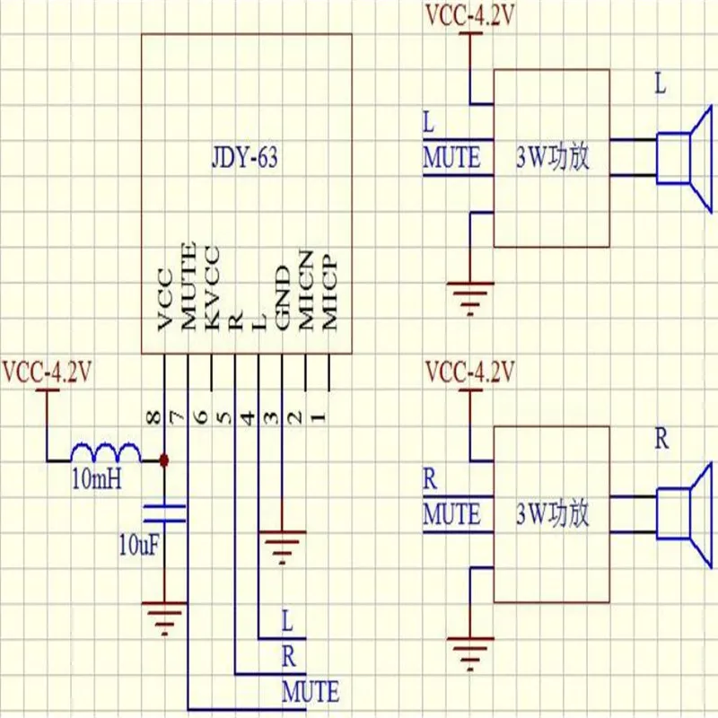 Módulo de audio estéreo Bluetooth de doble canal JDY-63