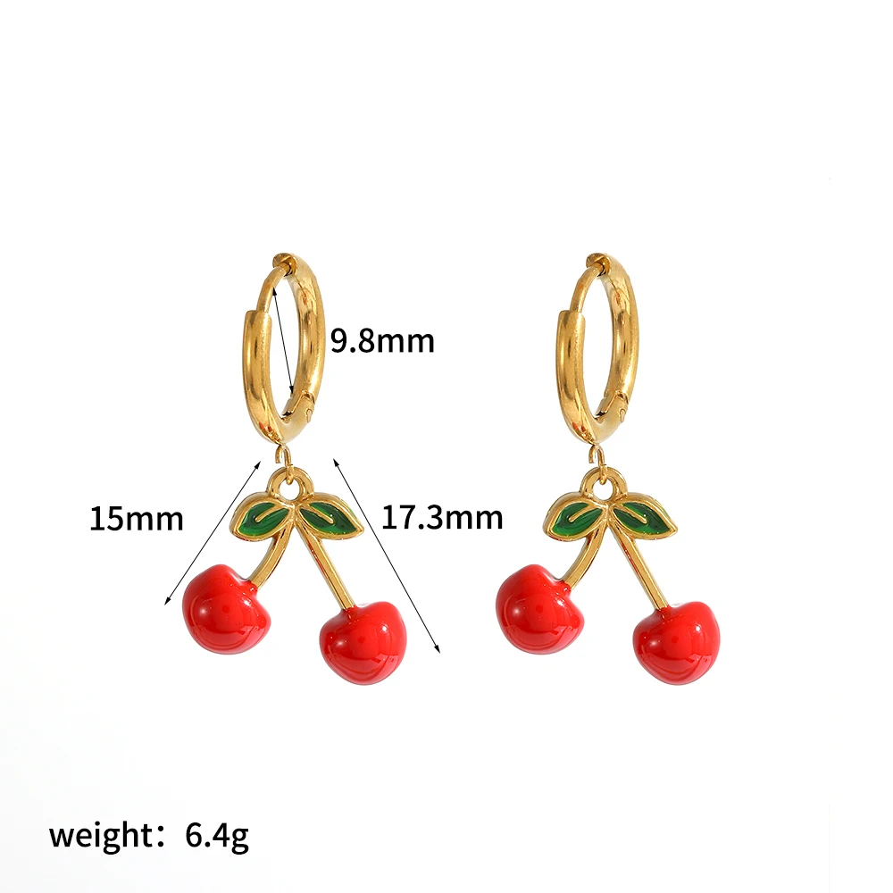 Modische Persönlichkeit Edelstahl-Ohrringe Damen Emaille Chili-Pfeffer-Kirsche Schmuck DIY Niedliche Accessoires – Detail 6