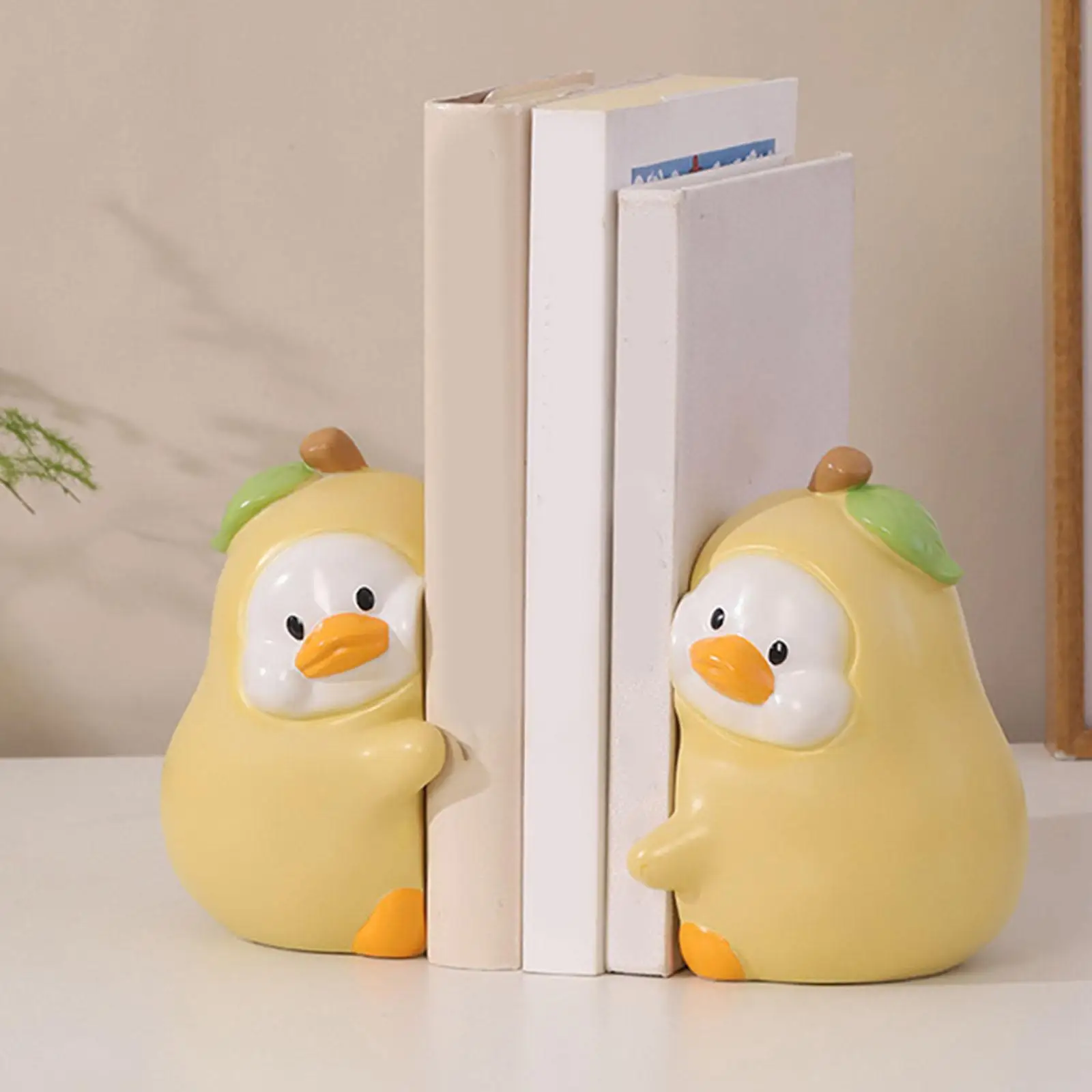 Duck Statues Tabletop Ornaments Bookends Creative Cartoon Animal Sculptures Book Holders for Living Room Desk Birthday Gift