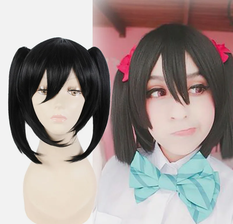 Love Live Lovelive Nico Yazawa 2 Ponytails Black Wig Long Party Wigs Cosplay Wig