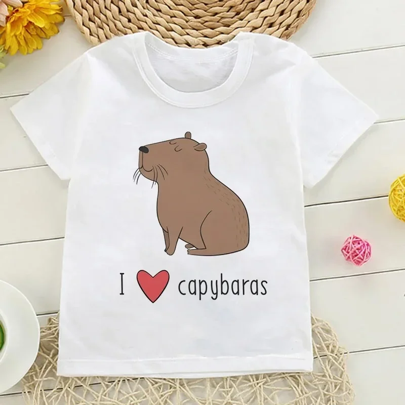 Kawaii Capybara Tshirt Kids Children T-Shirt Cartoons Clothes Kid Girl Boy Cute Capybaras Love T Shirt Baby Casual Top Clothes