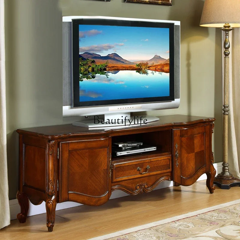 

LD6American Country Wood Carved TV Cabinet Vintage Floor Cabinet