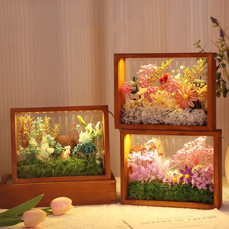 Aqumotic 3D Blank Frames with Light DIY Put Dolls Dried Flower Ornaments Present Etc Room Office Decor Creative Birthday Gifts