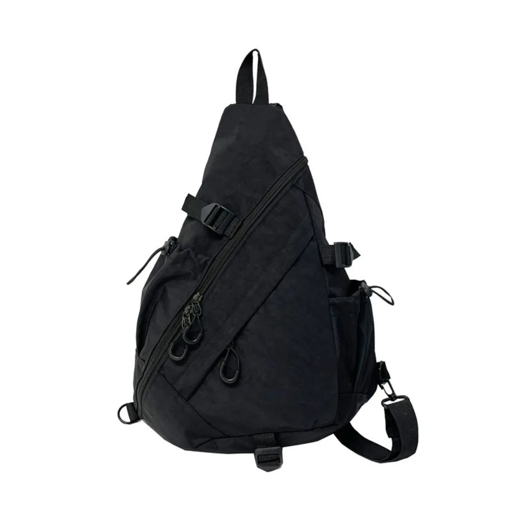 Solid Color Men's Chest Bag Multiple Pockets Multifunctional Oxford Cloth Shoulder Bag Large Capacity Adjustable Shoulder