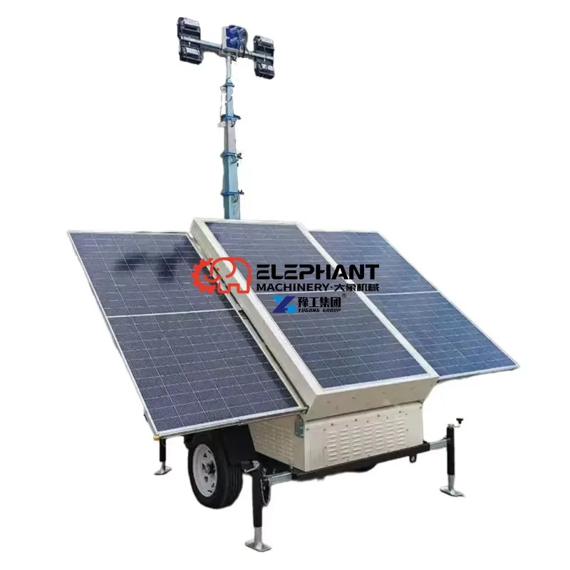 Safety Assured Factory Construction Lighting Mobile Trailer Solar LED Light Tower with IP67 Rating and 7m/9m Lifting Height