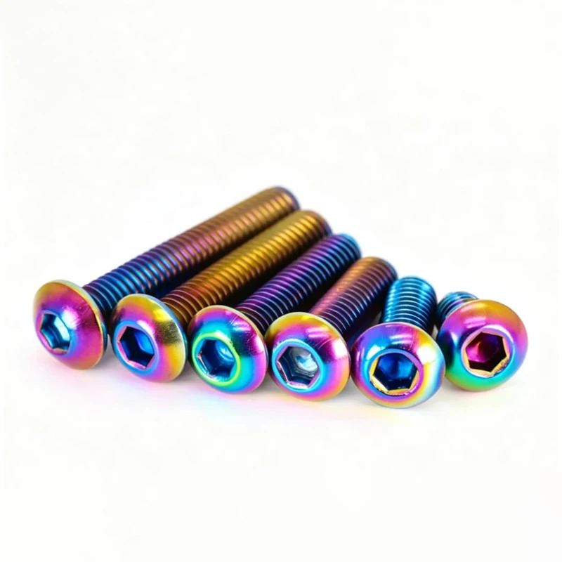 10/20PCS Stainless Steel Rainbow Color Round Head Hexagonal Screws Motorcycle Hexagonal Socket Bolts M4 M5 M6 M8 Length 6mm-40mm