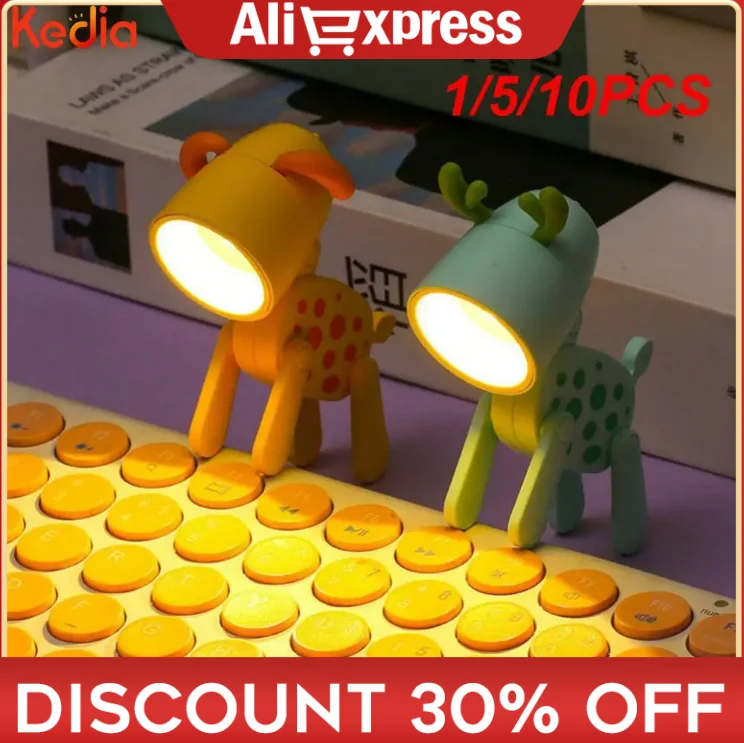 Mini veilleuse LED mignonne pour animaux de compagnie, lampe de table pliante pour animaux de compagnie de dessin animé, décoration de chambre à coucher, lampe d'ornement de bureau, cadeau pour enfant, 1 pièce, 5 pièces, 10 pièces