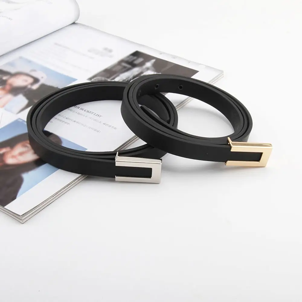 

Simple Female Waist Strap Korean Trouser Dress Decoration Thin Waistband Leather Belt Metal Buckle