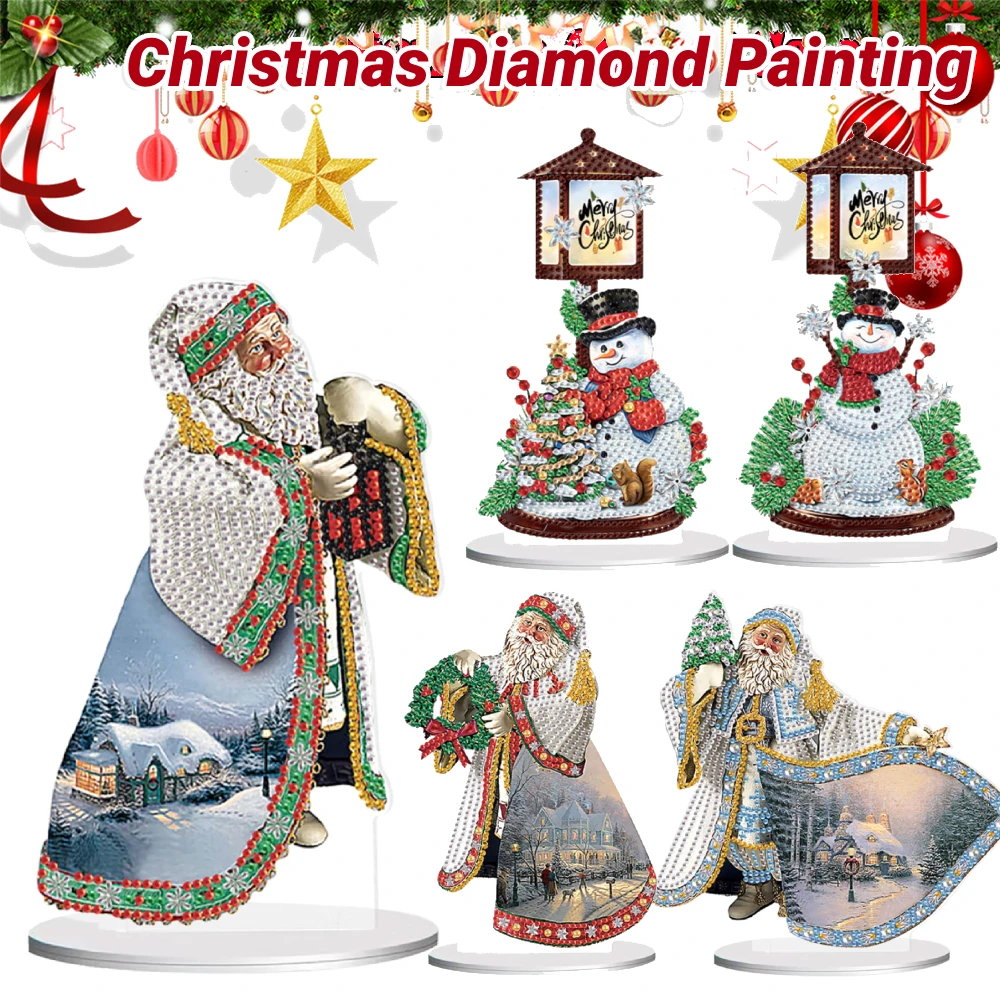 

Christmas Table Top Diamond Painting Ornament Kits Desktop Diamond Art Kits Diamond Painting Desktop Decors for Adults Beginner