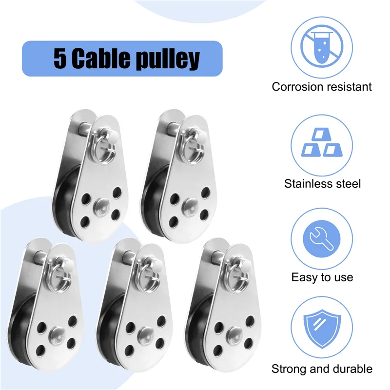 A23E-5PCS ステンレス鋼 M25 プーリーブロック吊り下げワイヤー牽引ホイールリフティングワイヤーロープケーブルプーリーローラー