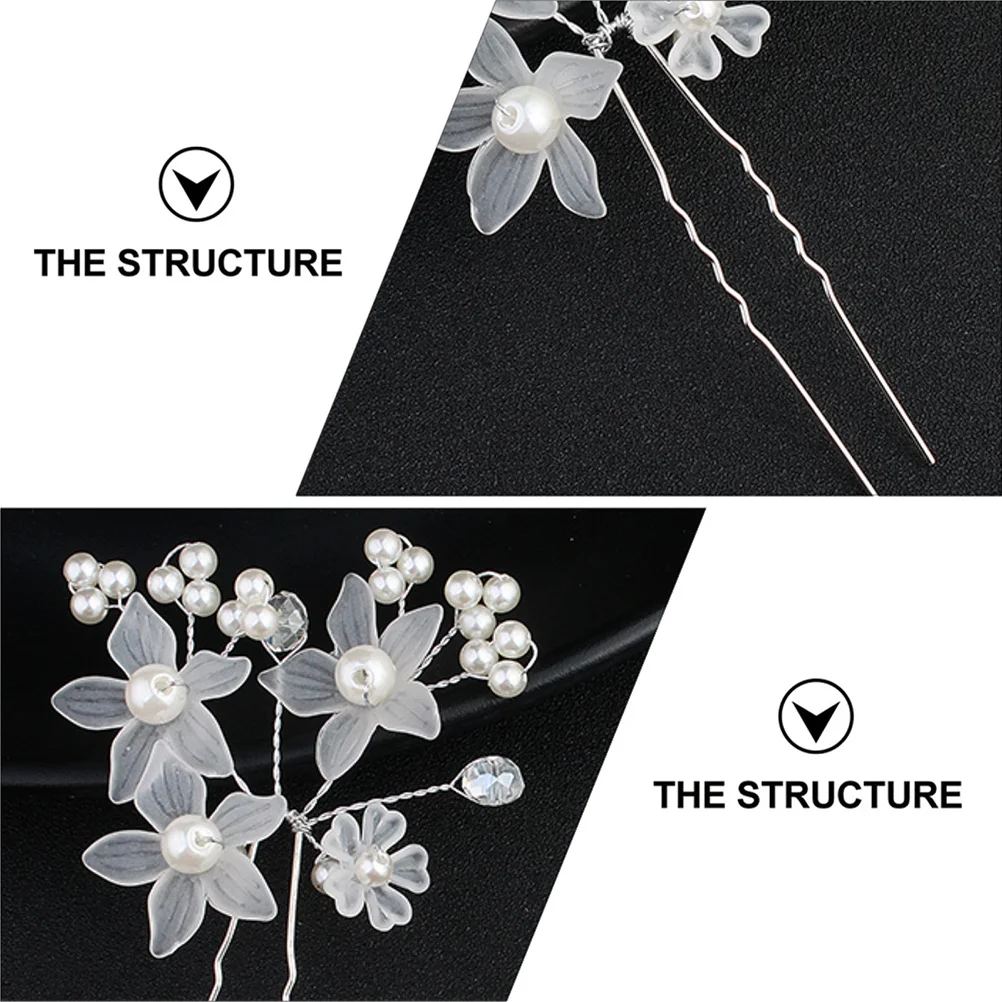 2 قطعة زهرة اللؤلؤ العروس إكسسوارات الشعر على شكل حرف U دبابيس الشعر الزفاف مقاطع الشعر حفل زفاف أغطية الرأس دبوس الشعر الرجعية
