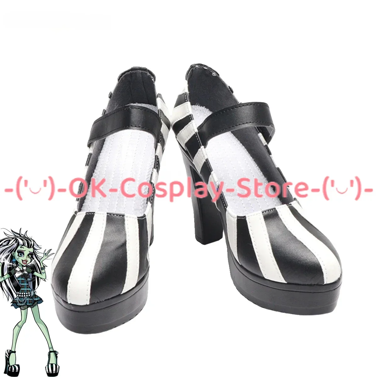 [Customized] Frankie Stein Cosplay Shoes Anime Roleplay Props Halloween Carnival Holiday Party PU Leather Boots High Heels