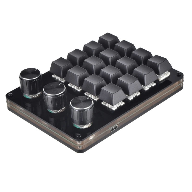 Macro Keyboard Programming Keypad 16 Key 3 Knob Mechanical Keyboard Mini Button Pad For Hot Swap Gaming DIY Keypad