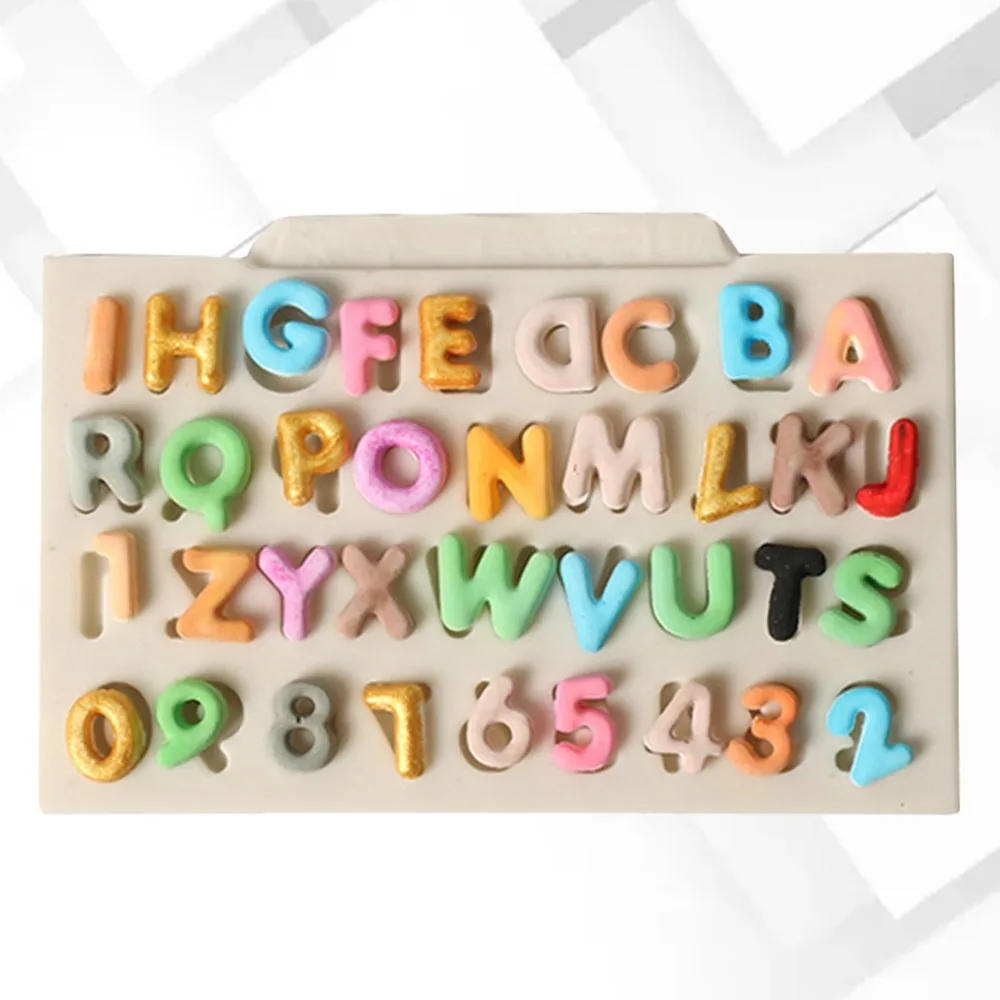 Silicone Silicone Fondant Mold Numeral Cavities 26 Letters Chocolate Baking Mold 10 Numbers White DIY Sugar Craft Mold