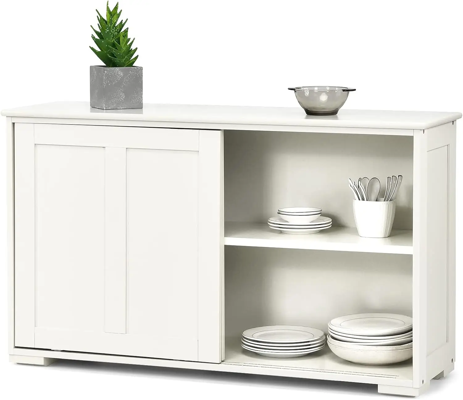 Armoire de rangement avec étagère réglable et porte market, buffet empilable, Cisco de cuisine