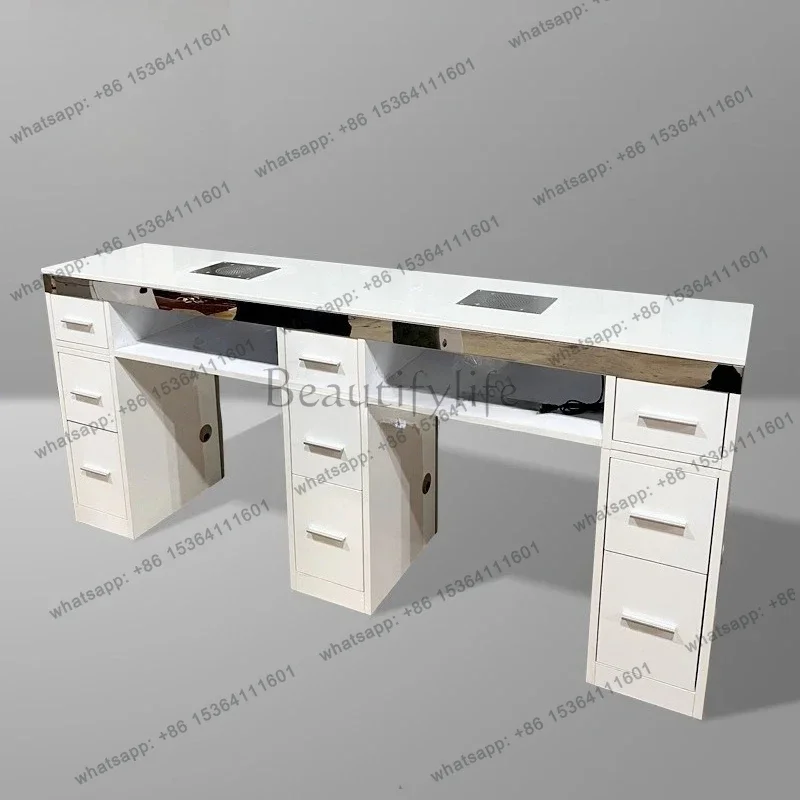 FG40double manicure table solid wood LED e****mical modern beauty salon manicure table manicure counter