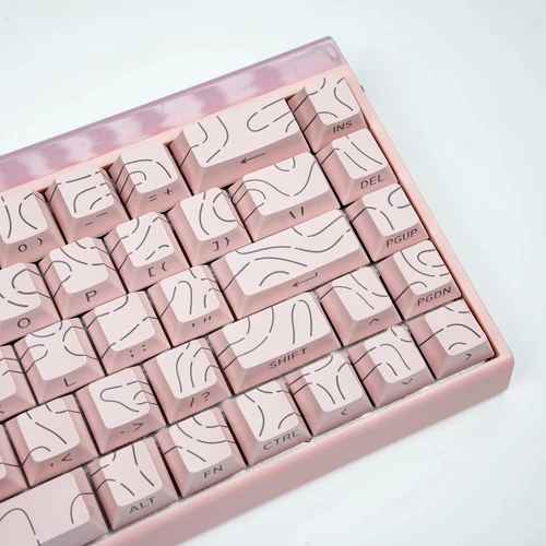 Imagen 2 del producto Líneas de contorno topográfico 4,0 teclas brillantes a través de 97 teclas Cpas PBT Cherry perfil impresión lateral para teclado mecánico MX Gamer