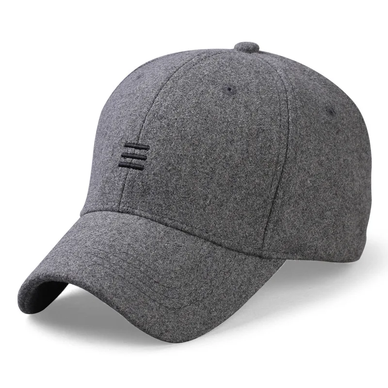 Big Head Men Women Woolen Baseball Cap Winter Wide Brim Warm Snapback Hat Plus Size 58-60cm 61-65cm