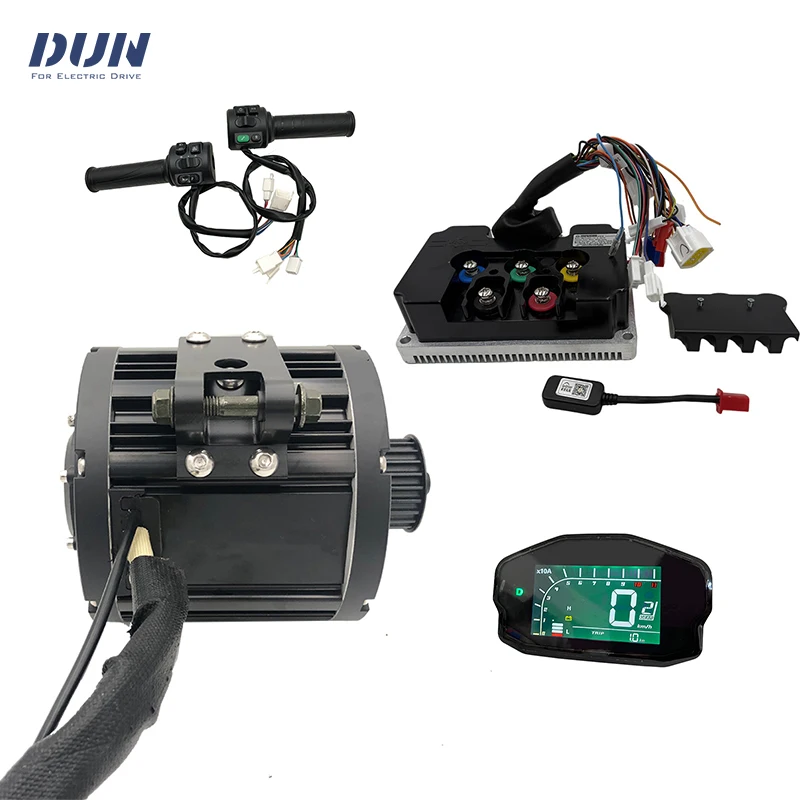 PMSM Mid Drive Motor QS 138 90H 4KW Peak 10KW 100KPH with Controller Fardriver ND72680 with DKD Display T08 Throttle Kits