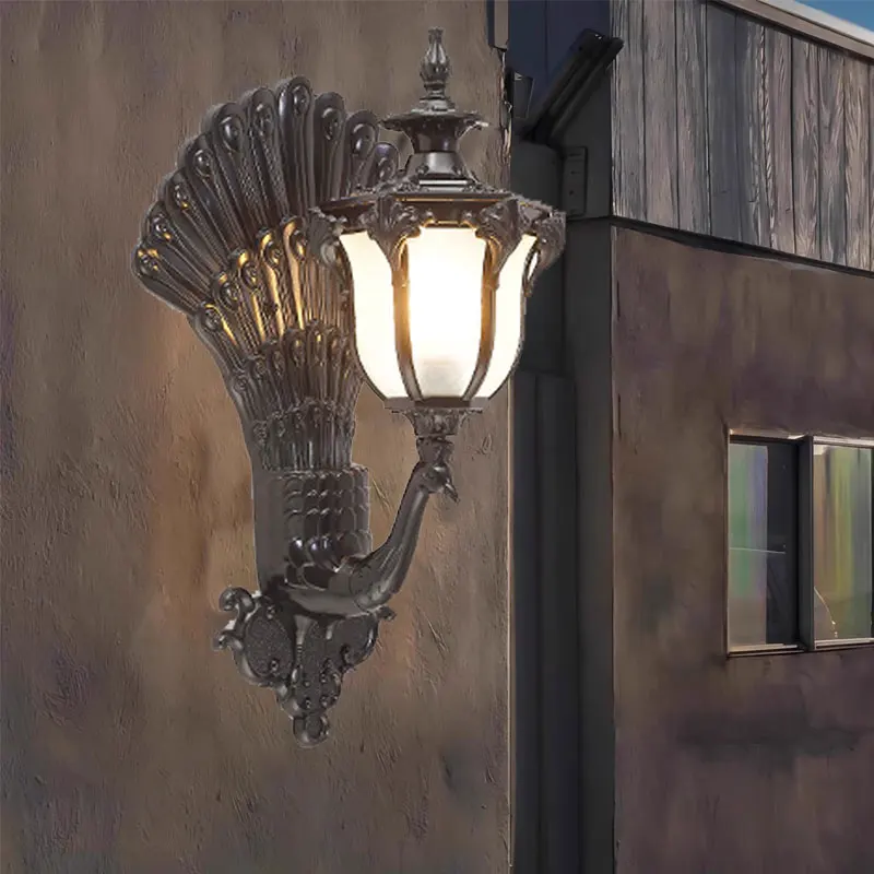 الأوروبية الرجعية حديقة فيلا مدخل شرفة الممر شرفة مصباح الجدار مقاوم للماء #4
