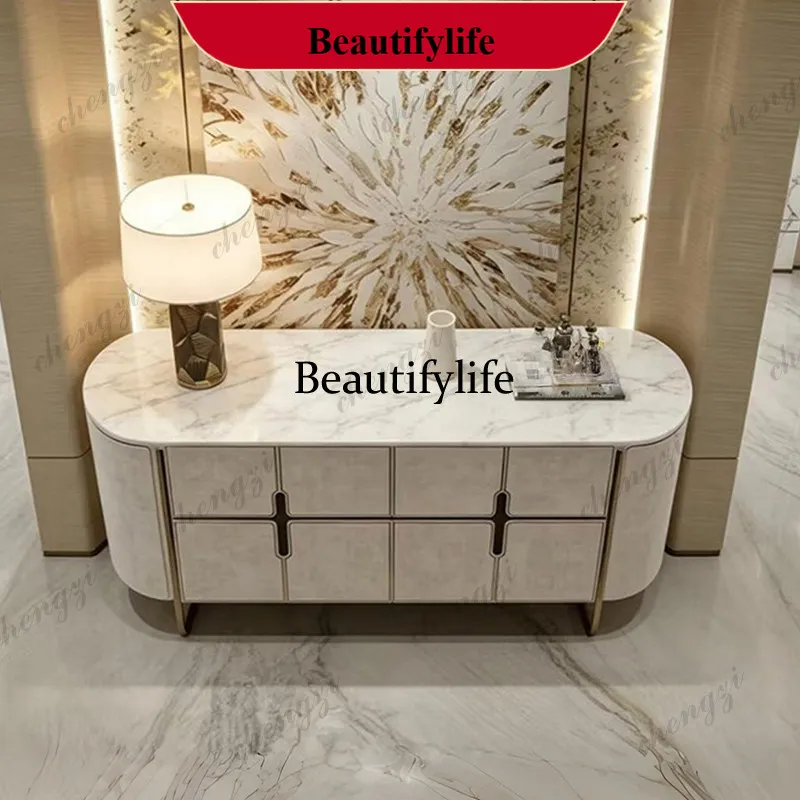 p182 Italian light luxury marble dining side cabinet multi-functional entrance entrance cabinet high-end villa living room decor