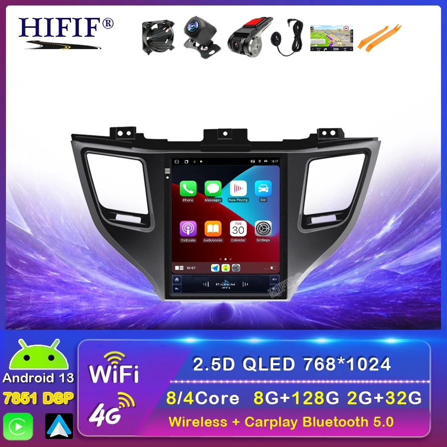 Android 13 Car Radio for Hyundai Tucson 3 2015-2018 Multimedia Video 2Din Navigation Carplay Head Unit for Tesla Style