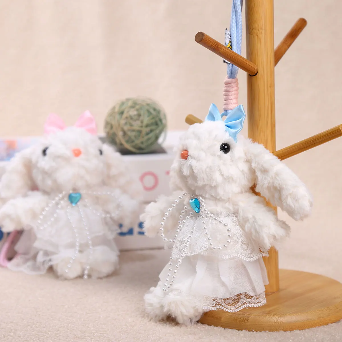 Cute Sweet Drop Ear Rabbit Plush Doll Pendant Keychain Creative Birthday Gift Simulation Pet Rabbit Plush Doll Backpack Decor