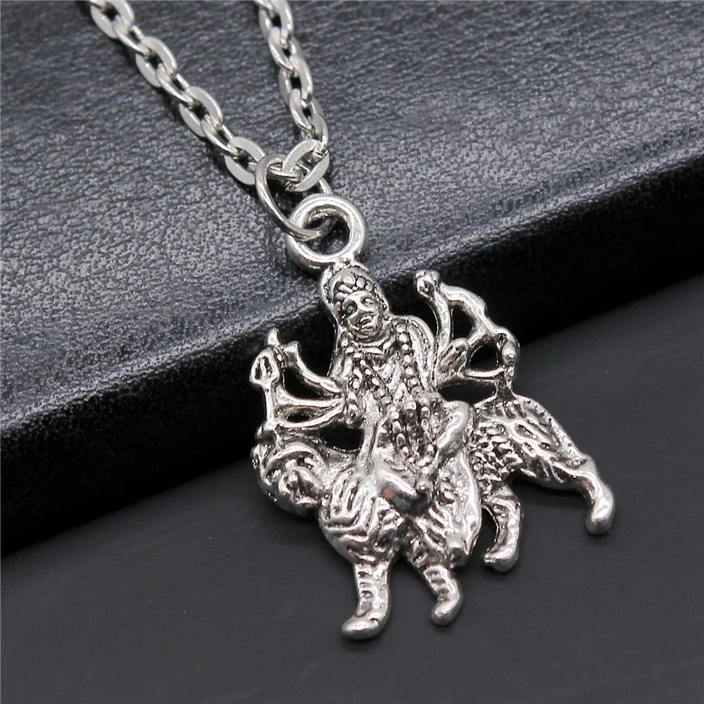 Dropshipping Antique Silver Color 19x28mm Indian God Pendant Necklace For Women