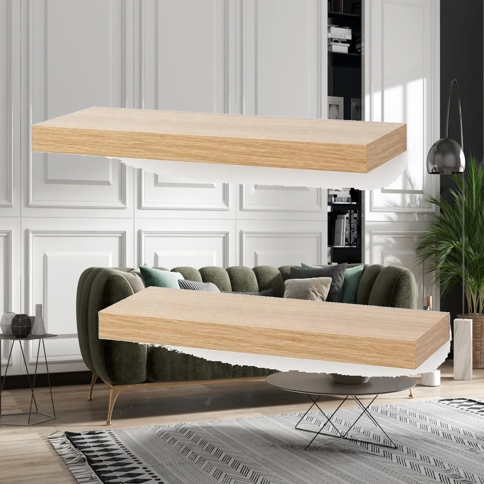 Modern Solid Wood Shelf for Wall Decor Bookcase Organizer Slim Space Saving Storage Unit