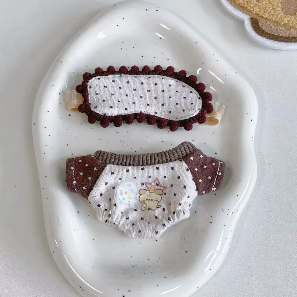 

Cartoon T-shirt 20cm Cotton Doll Clothes Outfit Peaked Cap Cotton Doll's Clothes White Fashion Plush Doll Clothes