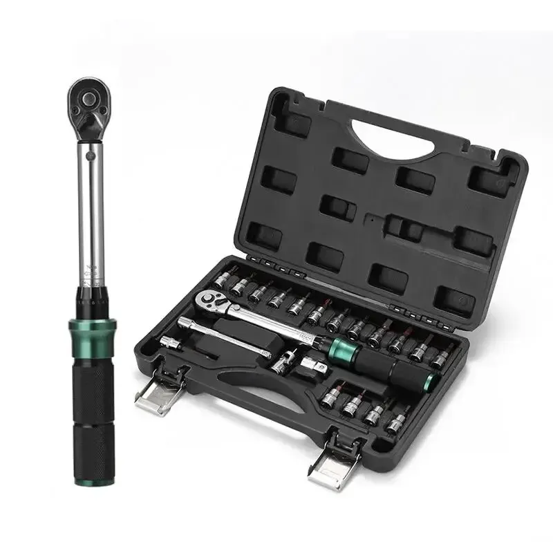 21PCS RATCHET TORQUE WRENCH SET,1/4 INCH DRIVE CLICK TORQUE SCREWDRIVER,2-25NM, BICYCLE CAR REPAIR TOOL KIT WITH HEX WRENCH SET