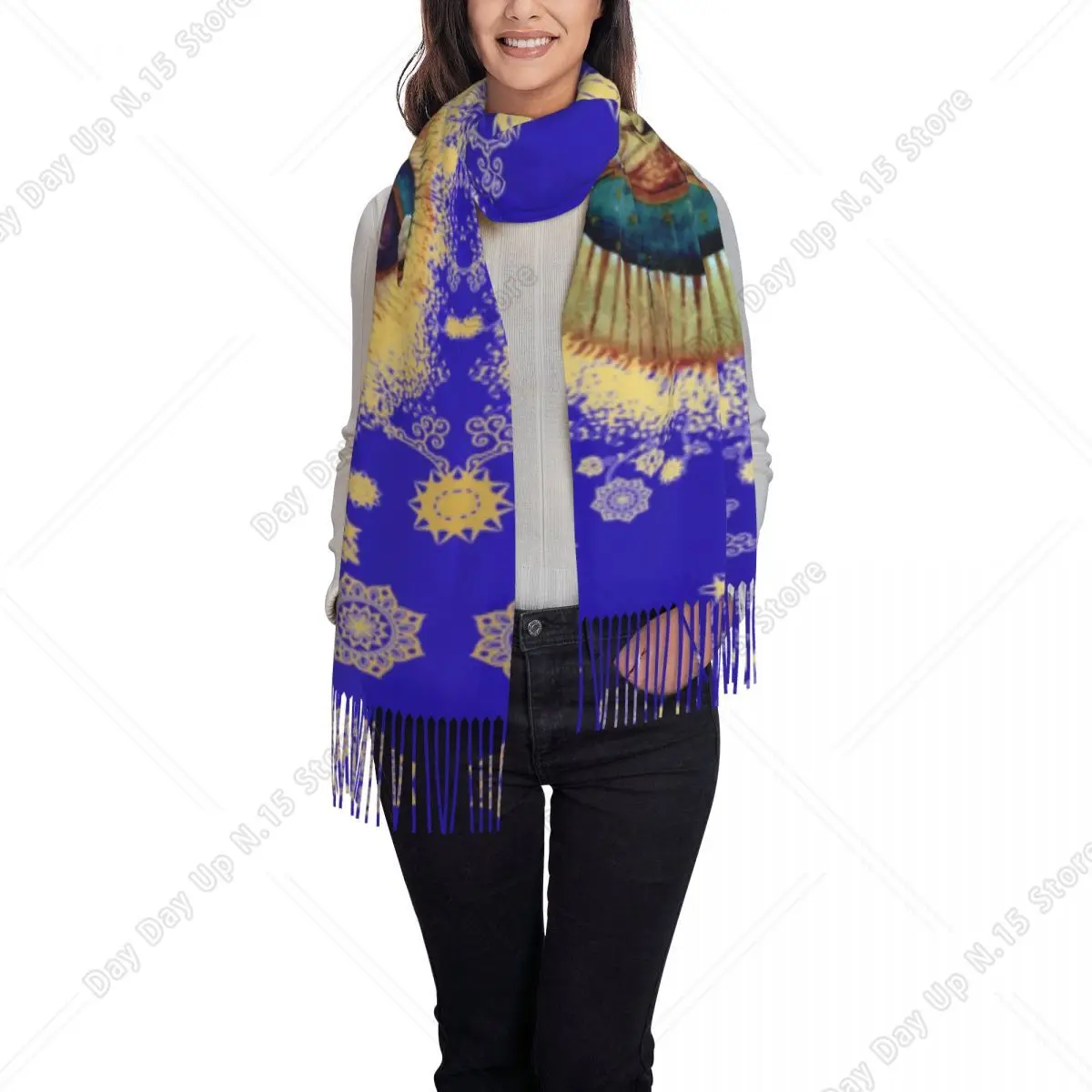 Our Lady Of Guadalupe Mexican Virgin Mary Mexico Tilma Scarf Wrap for Women Long Winter Fall Warm Tassel Shawl Unisex Scarves