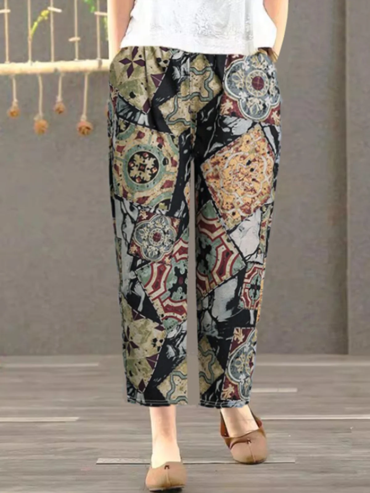 Pantaloni Harlan a vita alta da donna in misto cotone casual a nove punti vestibilità ampia estate nuovi pantaloni a gamba dritta Sle Faionable