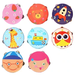 Children Kids Music Toy Cartoon Mini Musical Beat Instrument Hand Drum Hand Held Tambourine Drum Bell for Party Game