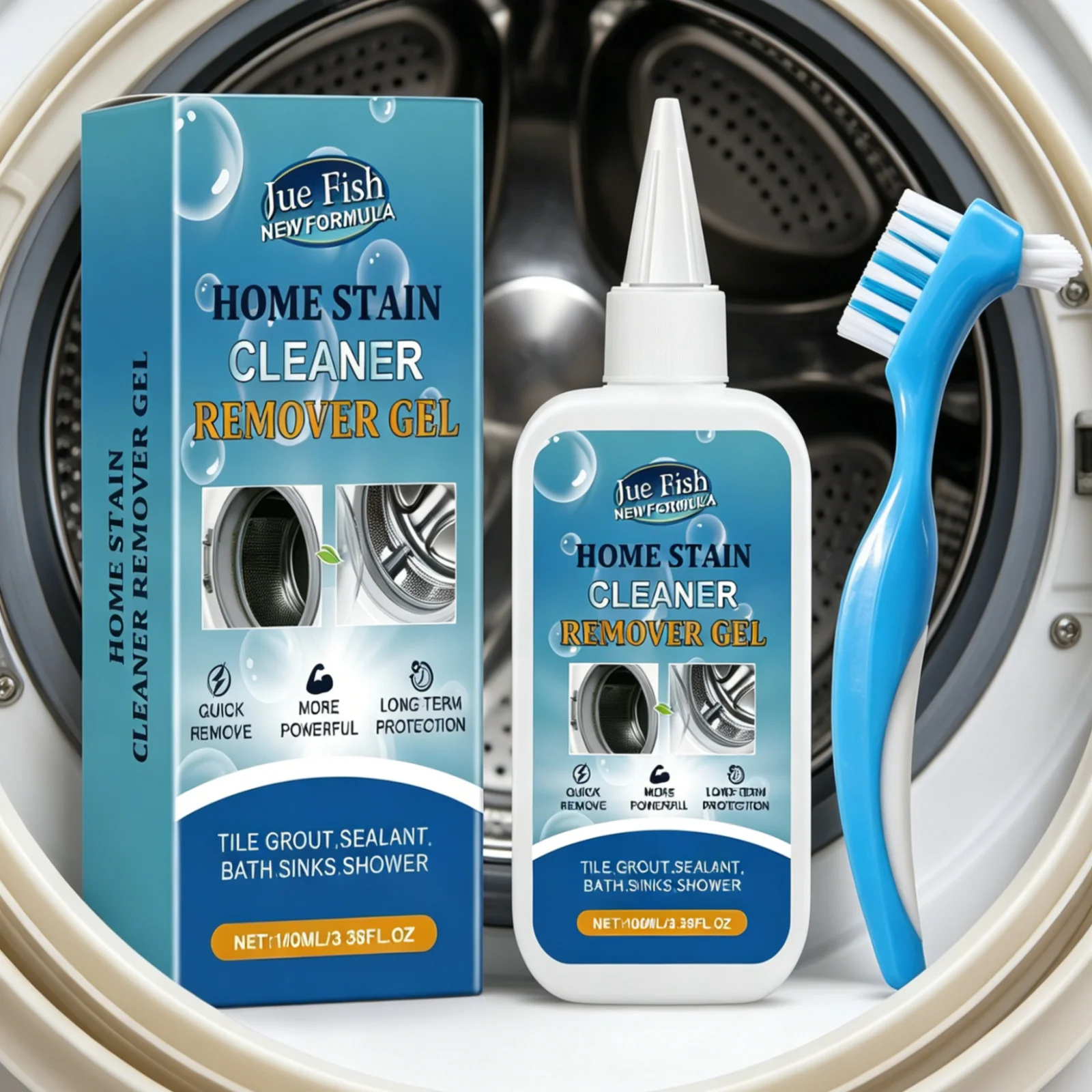 Jue Fish Home Stain Remover Gel Powerful Quick Cleaning Odor Elimination Deep Penetration into Gaps Mild Mold Cleaner Gel 100ml