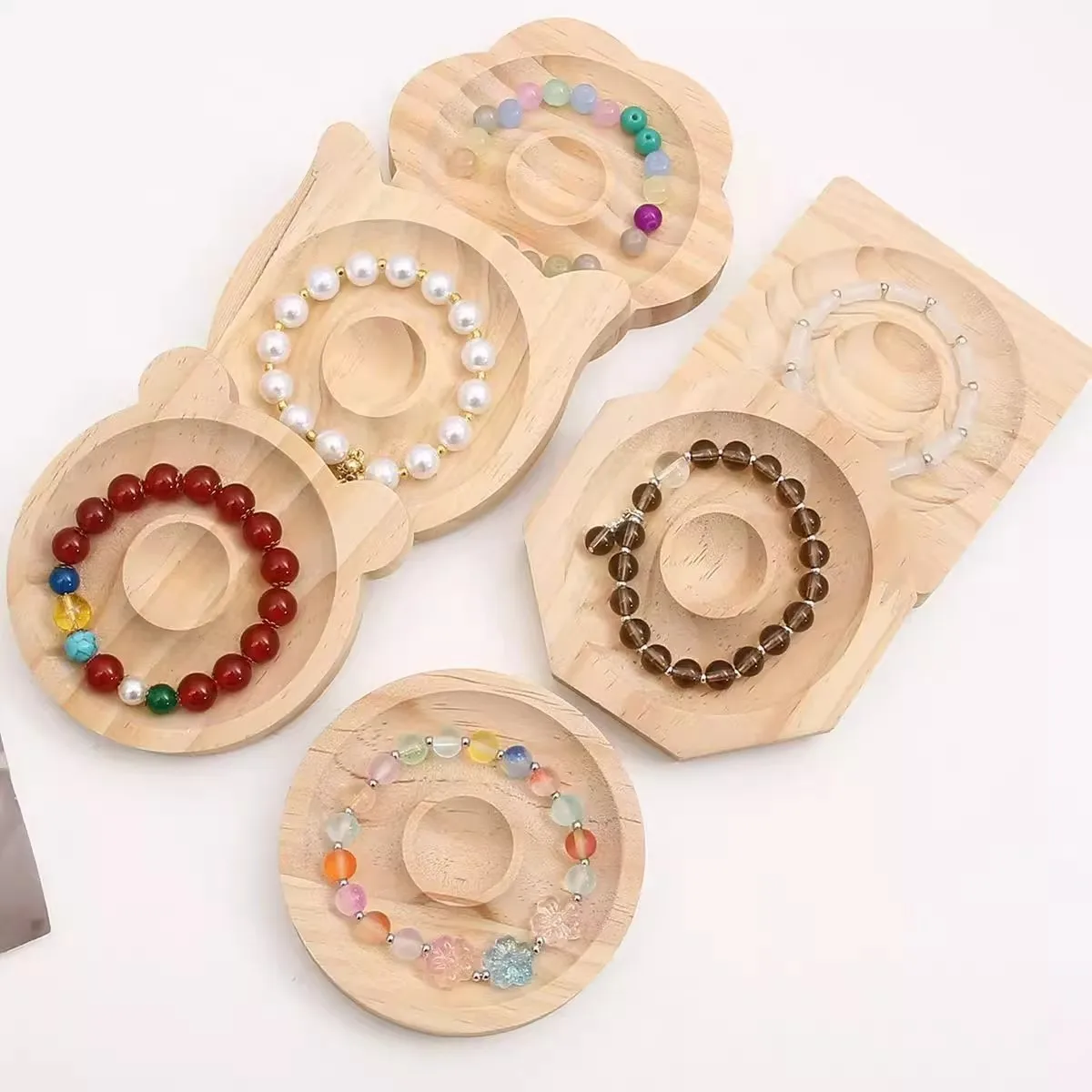 Necklace bracelet design plate DIY Jewelry Design Solid Wood Jewelry Display Plate Cultural toys bead string bracelet tray