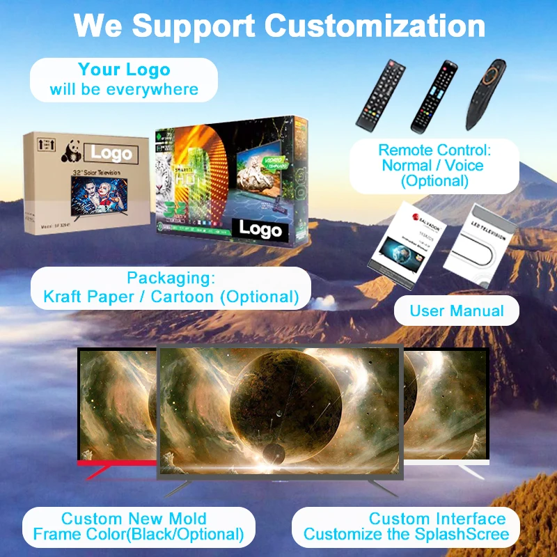 يقدم الموردون 55 50 بوصة تلفزيونات QLED الذكية 32 بوصة شاشة مسطحة تلفزيون العلامة التجارية 4K 50 بوصة TCL تلفزيون ذكي