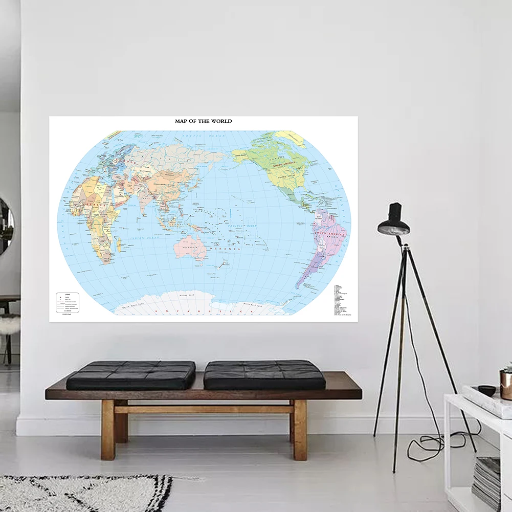 The World Map Foldable Decorative Hanging Picture Non-woven Fabric Home Decor Wall Stickers for School Study Supplies 150*100cm