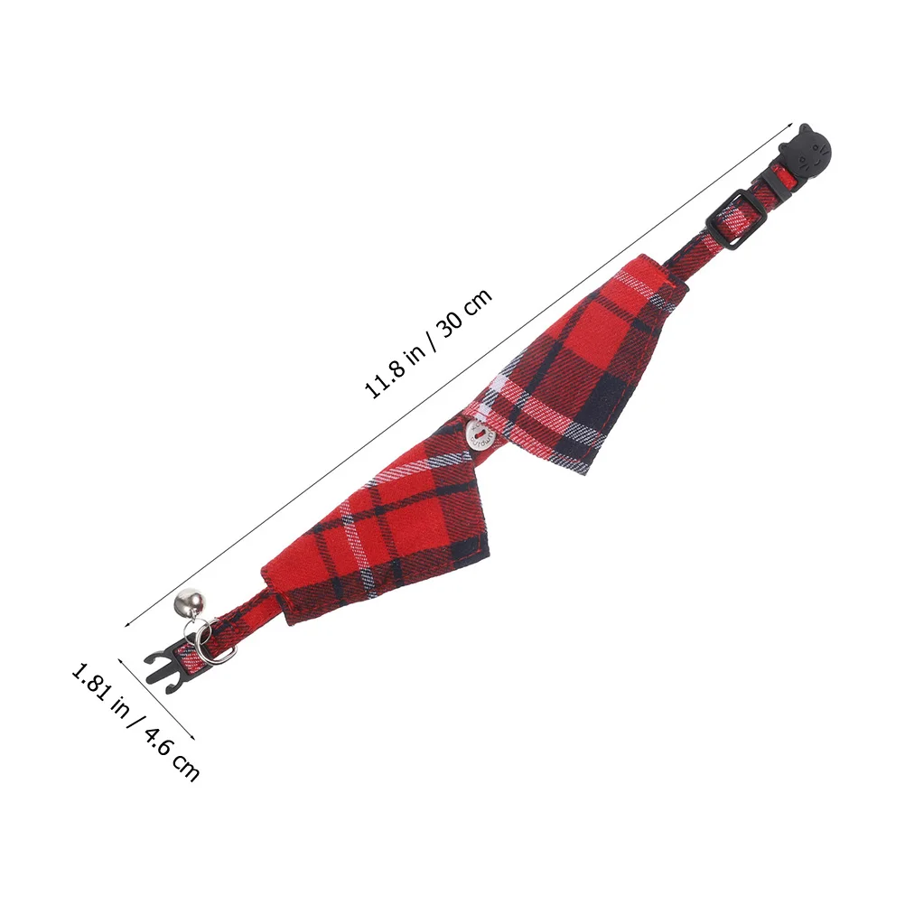 

2Pcs Cat Collar With Bell Plaid Pattern Adjustable Safety Buckle Cute Pet Kitten Neck Accessory Adorable Design