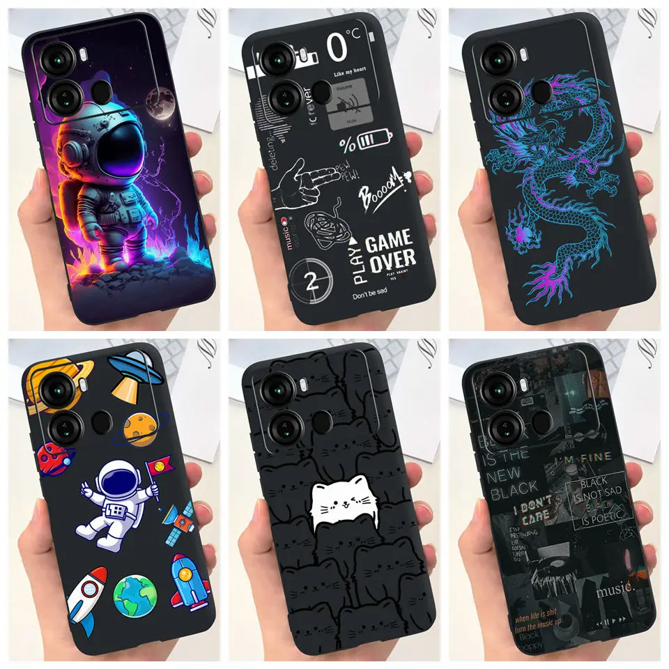 Coques For itel P40 Case Cartoon Cat Pattern Liquid Soft Silicone Back Cover For itel P40 Plus itelP40 Phone Case Shockproof Bag