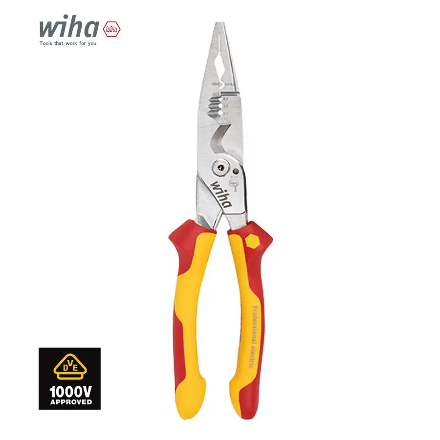Wiha-alicerce Isolado Multifuncional Descascadores de Fio Boca Afiada Friso de Fio Alicadores de Montagem Vde No.45489 em 1000v