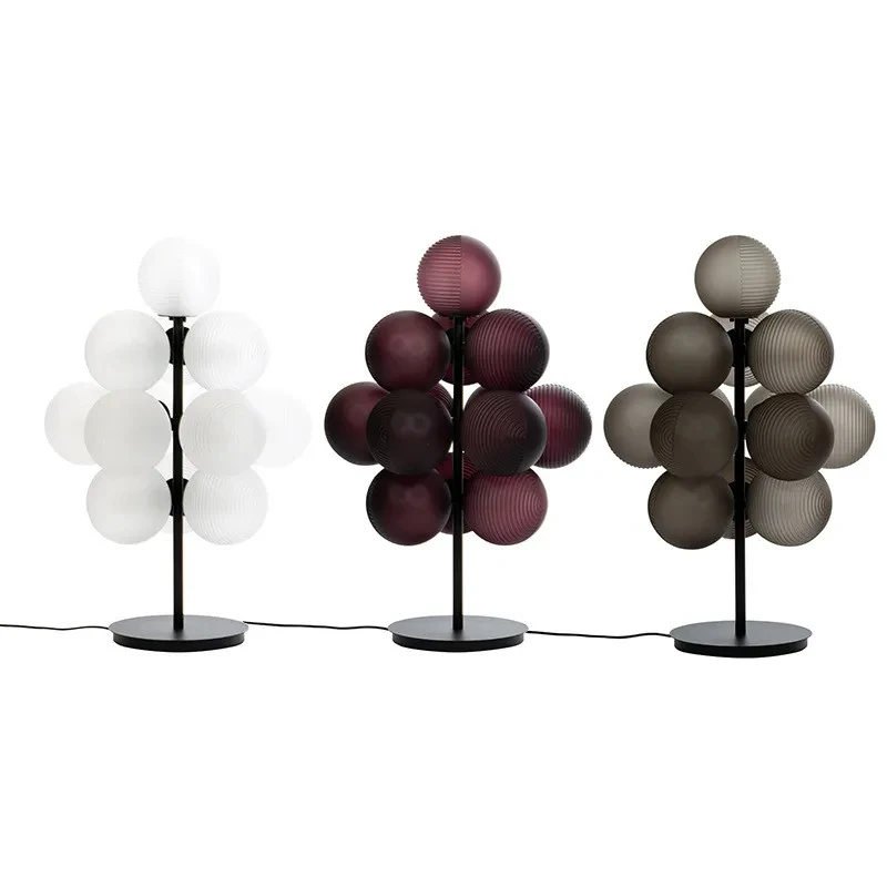 Led Modern Floor Lamp with Grape Glass Lampshade for Living Room Home Decorations Floor Light Bedroom Creative Designer Lighting
